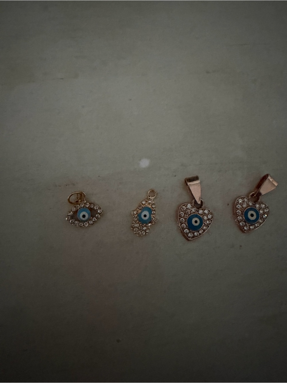 Evil Eye Heart & Eye Pendant Charms with Blue Accent